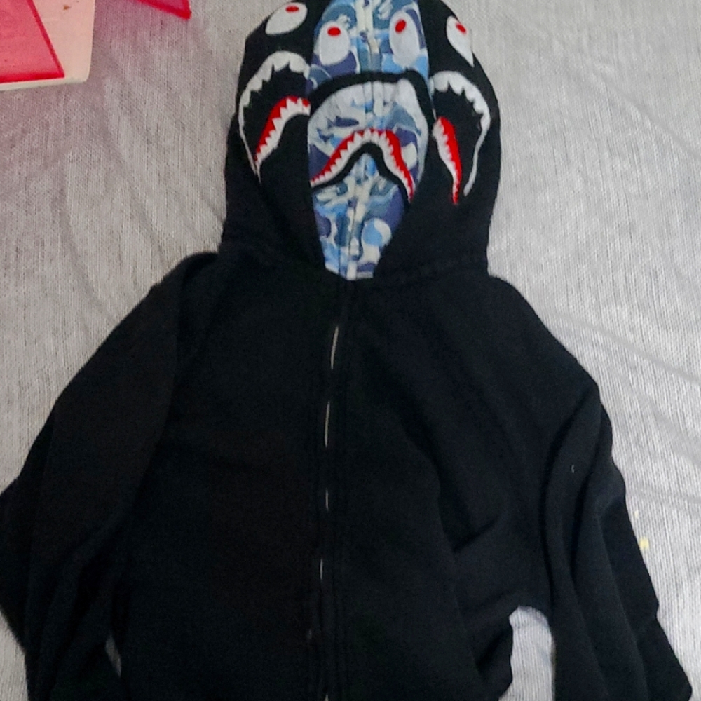 Bape Black Shark Face Kids Hoodie